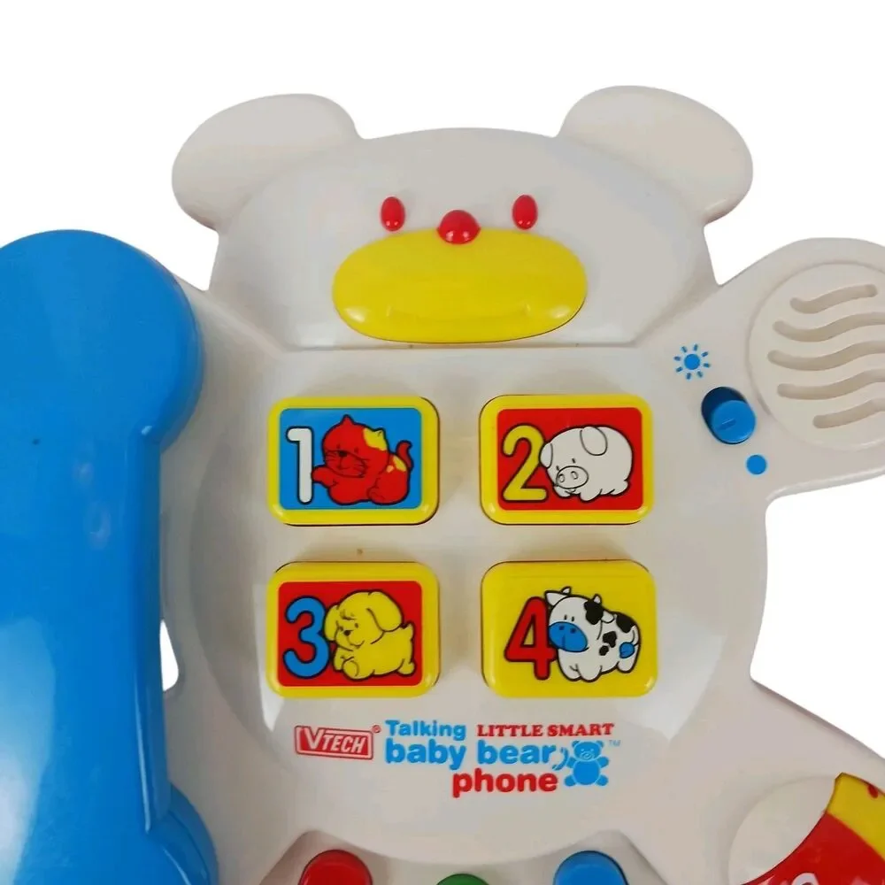 Vintage V-Tech Little Smart-Talking Baby Bear Phone Music & Animals Sounds 90's